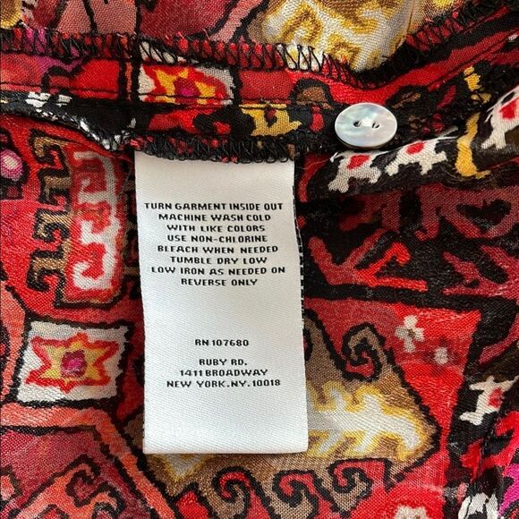 Ruby Rd. Black and Orange size 18W Long Sleeve Blouse with Mandarin Collar - Picture 6 of 7